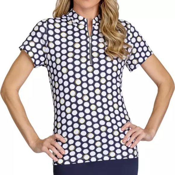 Tail Tops - NWT Tail Women's 1/4 Zip Dot Short Sleeve Golf Polo